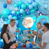 Ocean Arch Kit, 120 Pcs Sea Garland With 18/12/10/5 Inch Teal Dark Light Blue Clear Balloons For Kids Birthday Beach Baby Shower Sea Ocean Theme Party Decorations