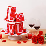 Valentines Day Decor Love Blocks Wooden Table Sign, Red Valentines Day