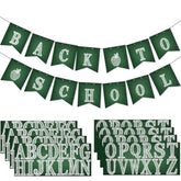Classroom Decor Diy Banner, Welcome Back To School Party Supply Custom Hanging Bunting Garland Kit With Letters For First Day Of School Ambience Celebration Decoration(Green,Blackboard)