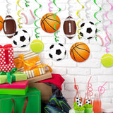 Sports Hanging Swirls Banner Decor 60 Pieces Foil Ceiling Hanging Swirls Streams Banner Decorations Garland For Kids Sport Celebrating Events Birthday Party Supplies Room Wall Decor