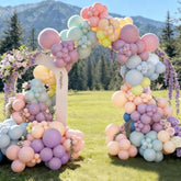 182 Pcs Pastel Pink And Purple Balloon Arch Garland Kit, Fairy Birthday Decorations With Pink Lavender Purple Blue Yellow Green Balloons For Baby Shower Spring Garden Tea Party Wedding Decor