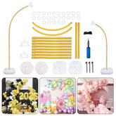 8Ft & 6Ft Gold Balloon Arch Stand, Free Bending Top Balloon Arch Kit, Half Arch Balloon Stand With Base For Floor, Balloon Column Kit For Wedding Birthday Baby Shower Graduation Party Decor