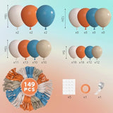 149Pcs Dusty Blue Burnt Orange Balloon Arch Garland Kit Boho Fall Party Decorations