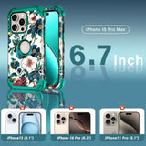 For Iphone 15 Pro Max Case,Compatible With Magsafe,Heavy Duty Shockproof Protection Hard Plastic+Silicone Rubber Hybrid Protective Case For Apple Iphone 15 Pro Max,Green