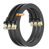 Cat7 3-Pack 3Ft Ethernet Cable,Black-10Gbps Network Flat Patch Cord,Shielded &