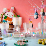 Easter Party Cups - 50pcs 12oz Easter Bunny Clear Plastic Disposable Cups Set for Kids Adults Drink Snacks Party Favors Supplies