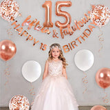 Rose Gold Fifteen & Fabulous Happy 15Th Birthday Banner Garland Foil Balloon 15 For Girls 15Th Birthday Decorations Hanging 15 And Fabulous Cheers To 15 Years Old Birthday Party Supplies Backdrop