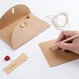 50Pcs Brown Gift Card Envelopes With Dried Flowers- 4.2" X 2.9" Mini Envelops With Heart Clasp For Women, Wedding,Birthday, Baby Showers, Invitation Wish Card, Graduation