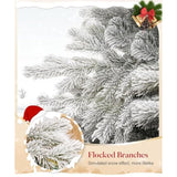 6Ft Artificial Christmas Tree, Unlit Snow Flocked Xmas Tree With 1571 Branch Tips And Sturdy Metal Stand For Indoor Outdoor Home Decoration