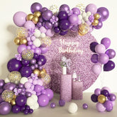 150Pcs Purple Balloons Garland Arch Kit, Light Pastel Purple Gold Whit