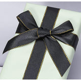 25 Yards 1 Inch Black Satin Ribbon With Gold Edges, Gold Border Fabric