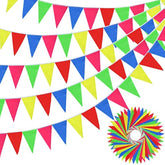 1640 Ft Pennant Banner Flags Rainbow Triangle Banner Multicolor Nylon Reusable Triangle Flag Decoration For Grand Opening Outdoor Celebrations Shops Business Classroom Party