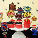 12 Pcs Spider Cake Toppers, Spider Theme Cupcake Decorations Glitter Red Black Blue Spider Pattern Birthday Party Supplies, Spider Web Birthday Decorations For Boys, Men, Baby Shower