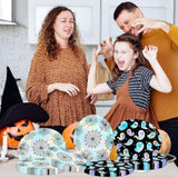 Halloween Plates 50pcs Iridescent Black Silver Ghost Spider Web Party Supplies Decorations