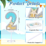 2Pcs Tropical Hawaiian 2Nd Birthday Banner With Candle Party Decorations Glitter Palm Leaf Flower For Tropical Luau Summer Party Baby Shower Carnivals Decor