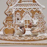 Gingerbread Decor Christmas Decorations Indoor - Set Of 2 Resin Christmas Mouse With Cake And Cookie Christmas Decorations Indoor Home Decor, Off White