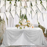 40M/130Ft White Triangle Pennant Banner Flag Metallic Fabric Bunting Garland For Christmas Graduation Wedding Engagement Anniversary Bachelorette Birthday Bridal Shower Valentines Hen Party Supplies