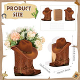 8 Set Western Cowboy Boots Flower Boxes Centerpiece Boot Shape Box Decorations Western Theme Party Boot Gift For Cowboy Cowgirl Birthday Party Baby Shower Wedding Supplies(Brown,Classic)