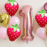 Strawberry Balloons 18" 4Pcs Foil Balloons Strawberry Birthday Baby Shower Decor