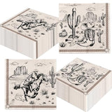 50Pcs Cowboy Paper Napkins Western Party Decorations Brown Wild West Rodeo Disposable Luncheon Dinner Napkins For Cowboy Birthday Baby Shower