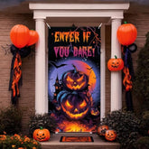 Halloween Door Decorations?Halloween Door Dover,Pumpkin Party Porch Decorations For Outdoor Wall - 36X71 Inch