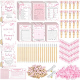 476 Pink Bow Coquette Baby Shower Games 6 Sets Activities Card Pacifier Hunt Game 50 Pacifier How Big Is Mommy'S Belly Sign 50 Guessing Card 2 Measuring Tape Don'T Say Baby Sign 50 Clothespin