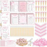 476 Pink Bow Coquette Baby Shower Games 6 Sets Activities Card Pacifier Hunt Game 50 Pacifier How Big Is Mommy'S Belly Sign 50 Guessing Card 2 Measuring Tape Don'T Say Baby Sign 50 Clothespin