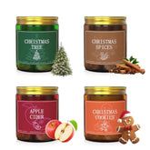 Christmas Scented Candle Set - 4 Pack Colored Glass Jars Aromatherapy Candles Gifts For Women And Men, Home Decor Festive Scents Tree/Cookies/Spice/Cider (Merry Christmas)