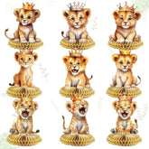 9 Pcs Lion Honeycomb Centerpieces Lion Animals Table Decorations Lion Birthday Party Decorations Lion Baby Shower Decorations For Boy Girls Birthday Party