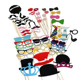 Tinksky Photo Booth Props 60 piece DIY Kit for Wedding Party Reunions Birthdays Photobooth Dress-up Accessories & Party Favors, Costumes with Mustache on a stick, Hats, Glasses, Mouth, Bowler, Bowties