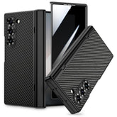 For Galaxy-Z-Fold-6 Case, Z Fold 6 Case With Built-In Privacy Screen Protector & Hinge Protection, Support Wireless Charging Slim Pu Leather Case For Samsung Galaxy Z Fold 6 5G - Carbon Fiber