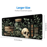 Dark Academia Gaming Mouse Pad, Mystical Green Plant Book Extended Gaming Mouse Pad Mat With Stitched Edge Non-Slip Base Big Mouse Pad, Xxl Extended Mouse Protector For Home Office, 31.5”X11.8”
