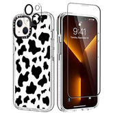 3-in-1 iPhone 13 Cow Print Case with Bumper, Screen & Camera Protector