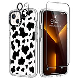 3-in-1 iPhone 13 Cow Print Case with Bumper, Screen & Camera Protector