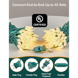 Christmas Lights Outdoor, Faceted C6 17Ft 50 Led String Lights Plug In, Extendable Green Wire Warm White Christmas Strin