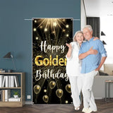 Happy Golden Birthday Banner, Golden Birthday Door Banner Decorations, 5Th 6Th 21St 24Th 25Th 28Th 30Th 50Th 60Th Bday Party Sign
