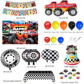 Monster Big Truck Machine Jame Birthday Decorations Set Including Backdrop, Balloon Garland, Banner, Tablecloth, Cake Topper