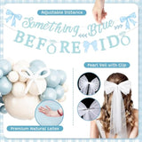Something Blue Before I Do Bridal Shower Party Decorations Blue Bow Bachelorette Party Supplies Coquette Bow Balloon Arch Kit, Bride To Be Cake Topper, Glitter Banner Pearl Veil For Engagement Wedding