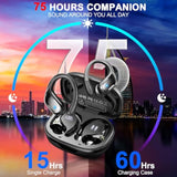 Wireless Earbud, 75Hrs Bluetooth 5.4 Headphones Ip7 Waterproof For Sport, Running Wireless Earphones With Enc Noise Cancelling Mics, Deep Bass Over Ear Bud With Earhooks For Android, Ios, Workout, Gym