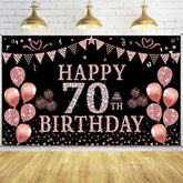 70Th Birthday Decorations - Rose Gold 70Th Birthday Banner & Backdrop (5.9 X 3.6 Ft) Party Supplies
