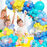 152Pcs Cartoon Sponge Balloon Arch Kit,Yellow Blue Pink Clear Balloons For Cartoon Sponge Baby Shower Party Decorations Under The Sea Ocean Theme Birthday Party Supplies