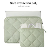 Puffy Laptop Sleeve For 13-13.6 Inch Macbook Air M3/A3113, M2/A2681 M1/A2337, Macbook Pro M2 M1/A2338, Ipad Pro 12.9, Laptop Carrying Case With Accessories Pouch, Green