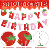 50pcs Strawberry Birthday Decor β Banner & Swirls for Girl's Party or Shower