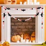 8.2Ft Halloween Banner Felt Bats Balls Banner Black White Pink Decorat