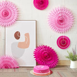 Hanging Honeycomb Paper Fans Hot Pink Party Decorations Fuchsia Pink Birthday Paper Decoration For Wedding Graduation Events Accessories - 12Pcs