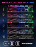 Wireless Gaming Keyboard, Rechargeable 104 Key Rainbow Led Light Up Keyboard For Pc Ps4 Ps5 Xbox One Laptop, Teclado Inalmbrico, Black (Wireless)