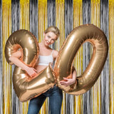 Black & Gold Foil Tinsel Backdrop 3.2x8ft Fringe Curtain 2 Pack