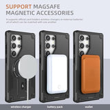 Samsung Galaxy S24 Ultra Case with MagSafe Compatible, 2 Pcs Fingerprint Unlock Glass Screen Protector, Built in Invisible Stand, Shockproof Protective Phone Cover 6.8-inch Black