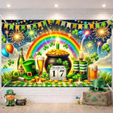 St. Patrick'S Day Banner Happy St. Patrick'S Day Decorations Rainbow Gold Coin Shamrock Party Wall Decor March 17 Holiday Photo Background Indoor Outdoor 71X43 Inch