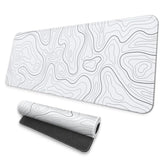 Large Gaming Mouse Pad, Full Keyboard Mat, Long Laptop Mousepad, Computer Mouse Mat For Home And Office, Anti-Slip Rubber Base, 31.5 X 11.8 Inches (Grey White Topographic Map)